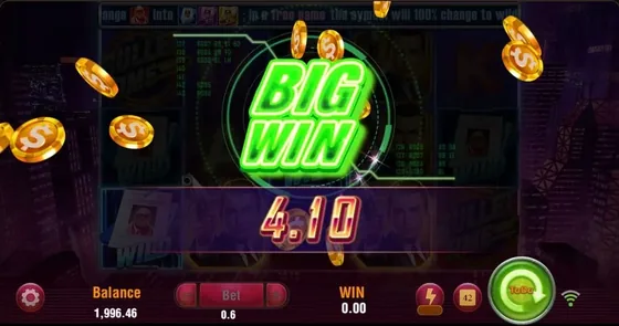Agent Ace Big Win screen with gold coins showering the reels during the feature