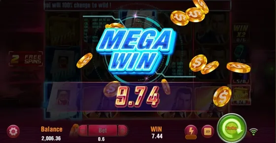 Agent Ace Mega Win screen with free spins compounding multipliers