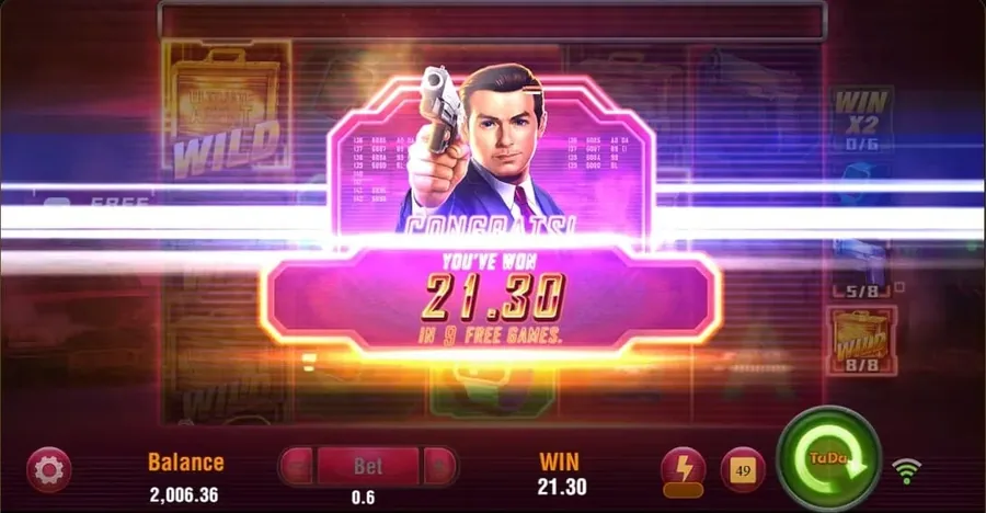 Agent Ace casino game open with a win on the reels